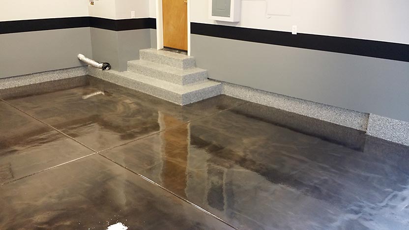 Photo of a floor with a Lava Flow epoxy finish